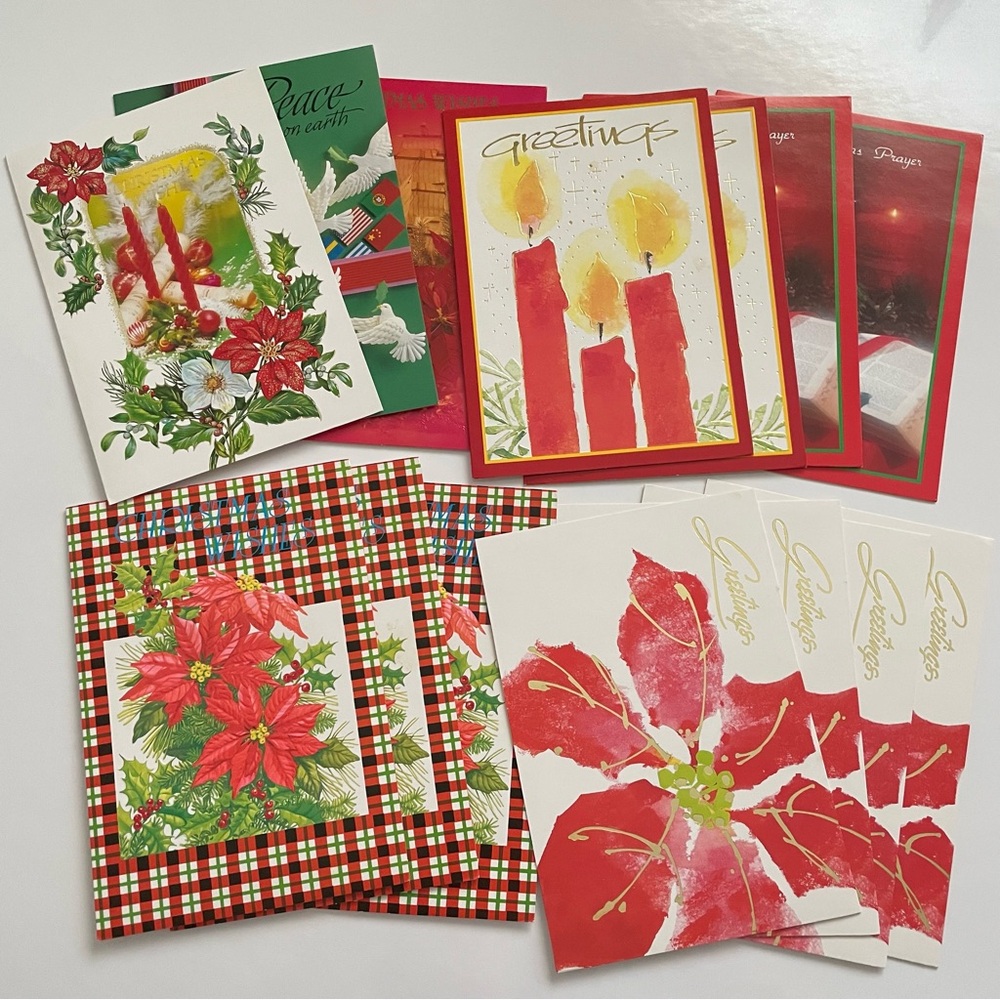 Vintage Christmas Cards Lot With Envelopes